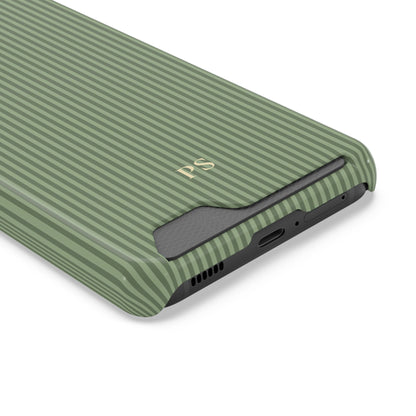 Personalized Sage Green Striped Phone Case