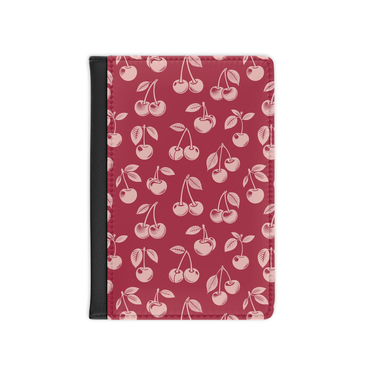 Red cherry passport cover in deep red and pale pink