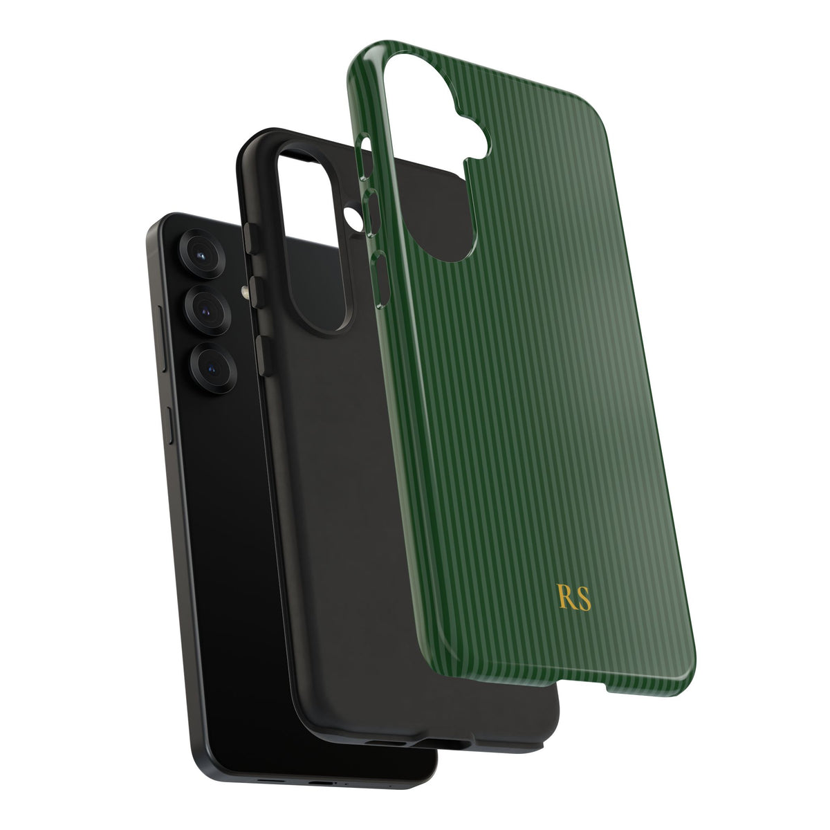 Personalized Forest Green Striped Tough Phone Case