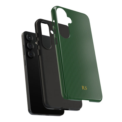 Personalized Forest Green Striped Tough Phone Case