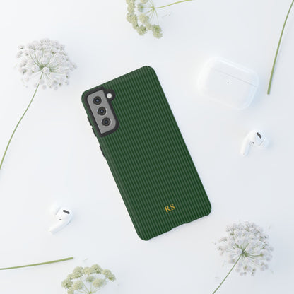Personalized Forest Green Striped Tough Phone Case