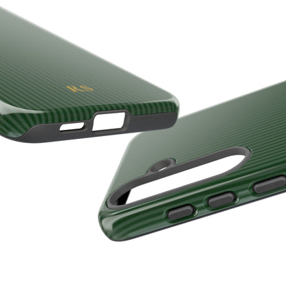 Personalized Forest Green Striped Tough Phone Case