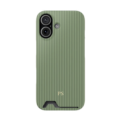 Personalized Sage Green Striped Phone Case
