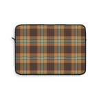 Autumn plaid laptop sleeve, brown, orange and olive green tartan