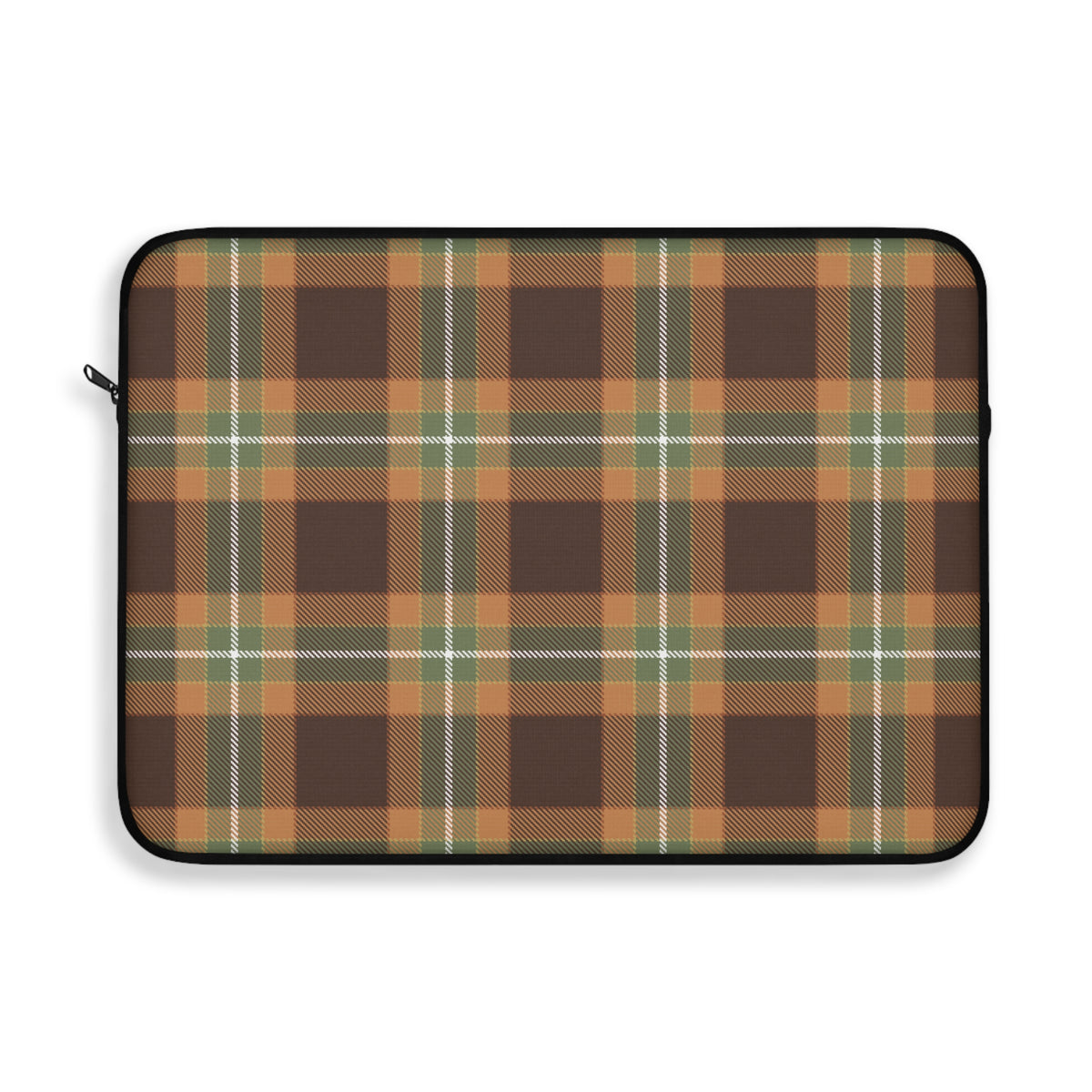 Autumn plaid laptop sleeve, detail view