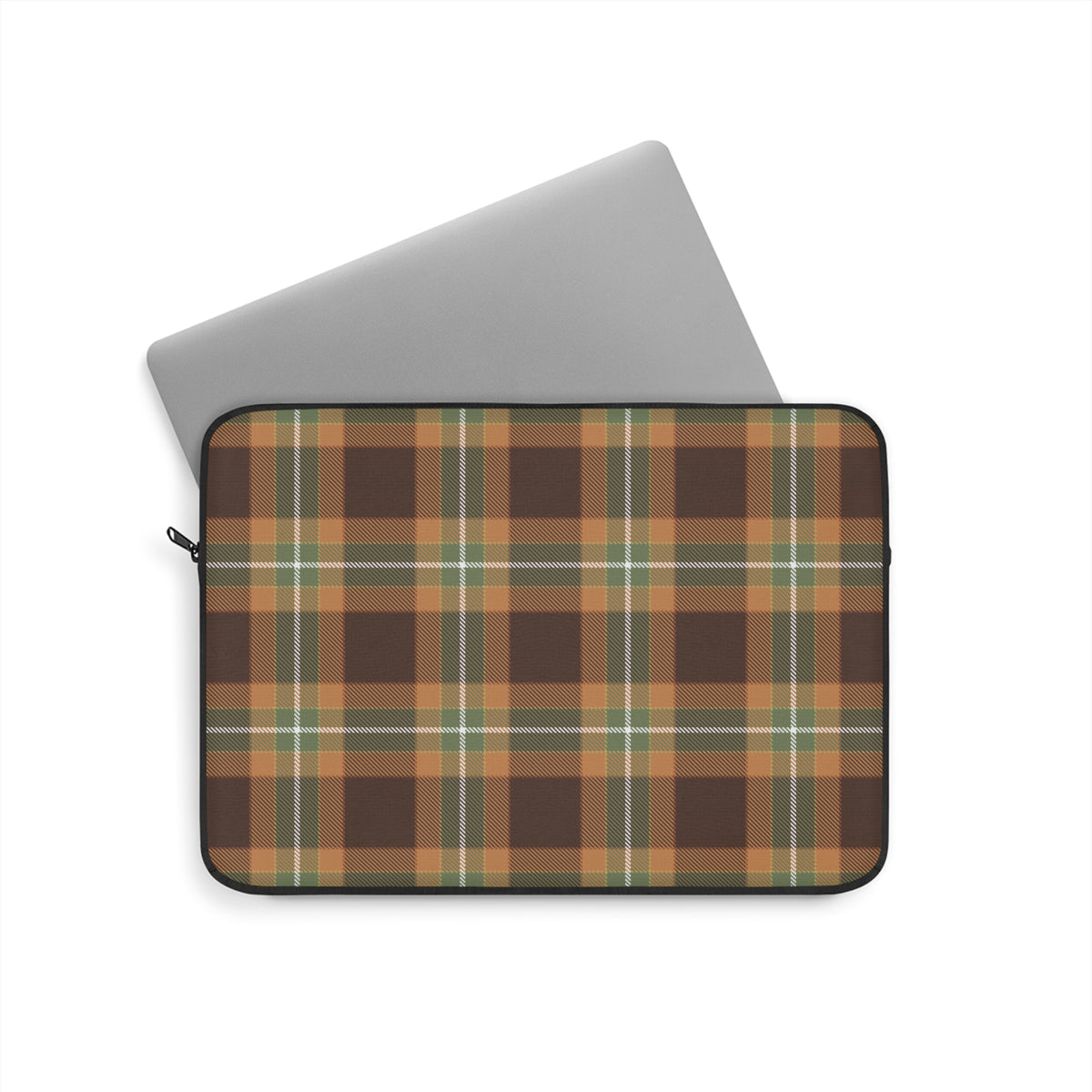 Autumn plaid laptop sleeve, lifestyle view