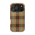 Autumn plaid MagSafe phone case, back view
