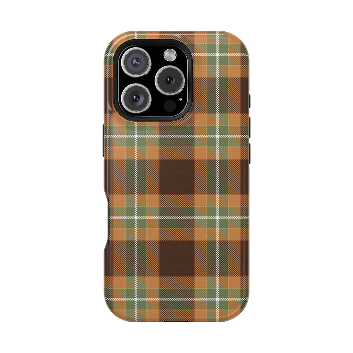 Autumn plaid MagSafe phone case, side view