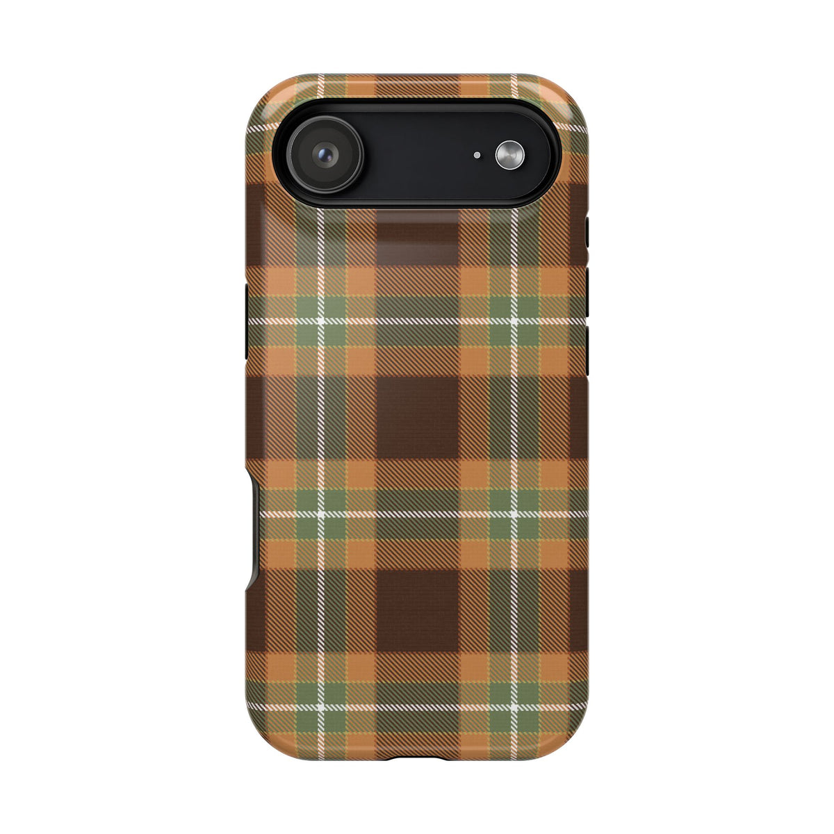 Autumn plaid MagSafe phone case, detail of the print