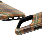 Warm plaid MagSafe phone case with cream lines