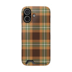 Autumn plaid phone case with card holder, side view
