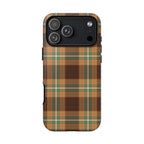 Autumn plaid tough phone case, front view