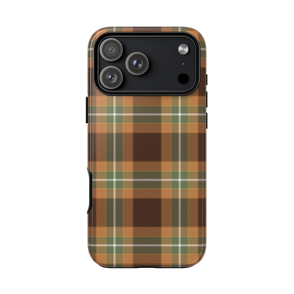 Autumn plaid tough phone case, front view