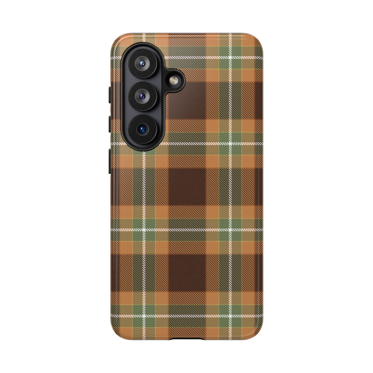 Autumn plaid tough phone case, back view