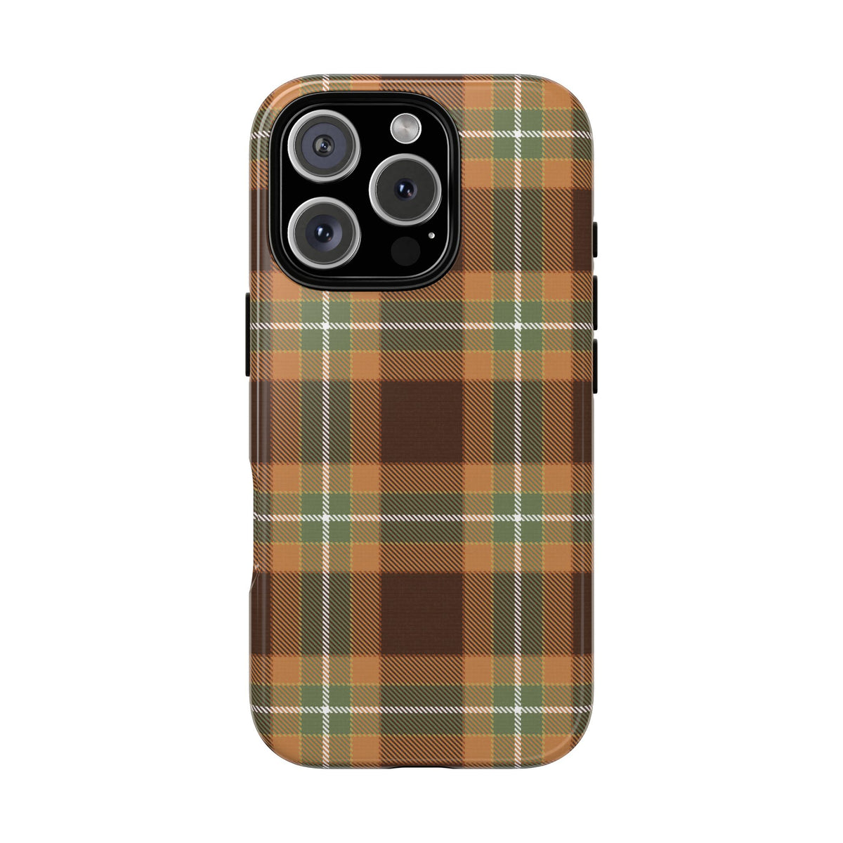 Autumn plaid tough phone case, side view