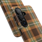 Autumn plaid tough phone case, angled view