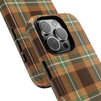 Autumn plaid tough phone case, lifestyle view