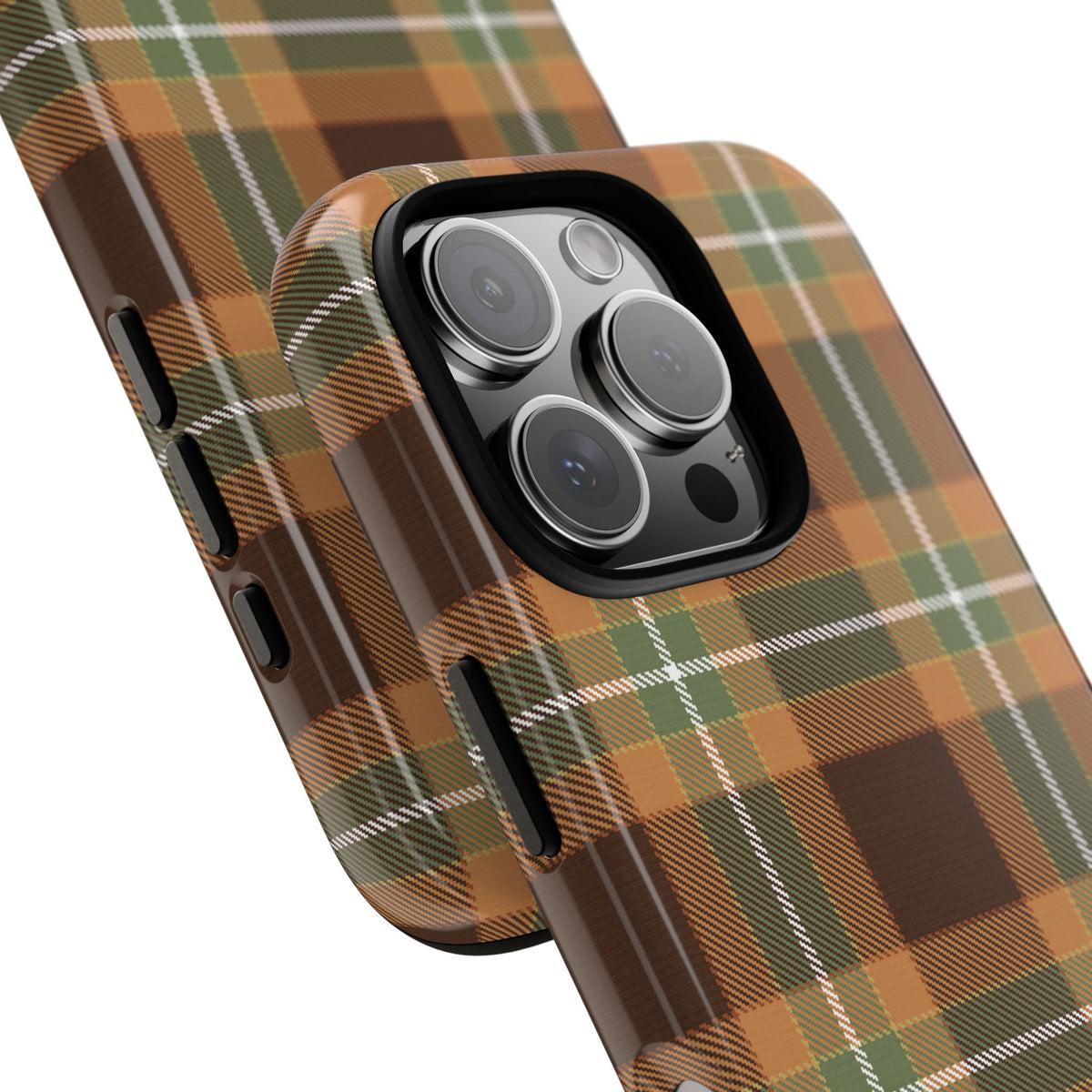 Autumn plaid tough phone case, lifestyle view