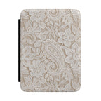 Beige lace print Kindle case with cream floral lace