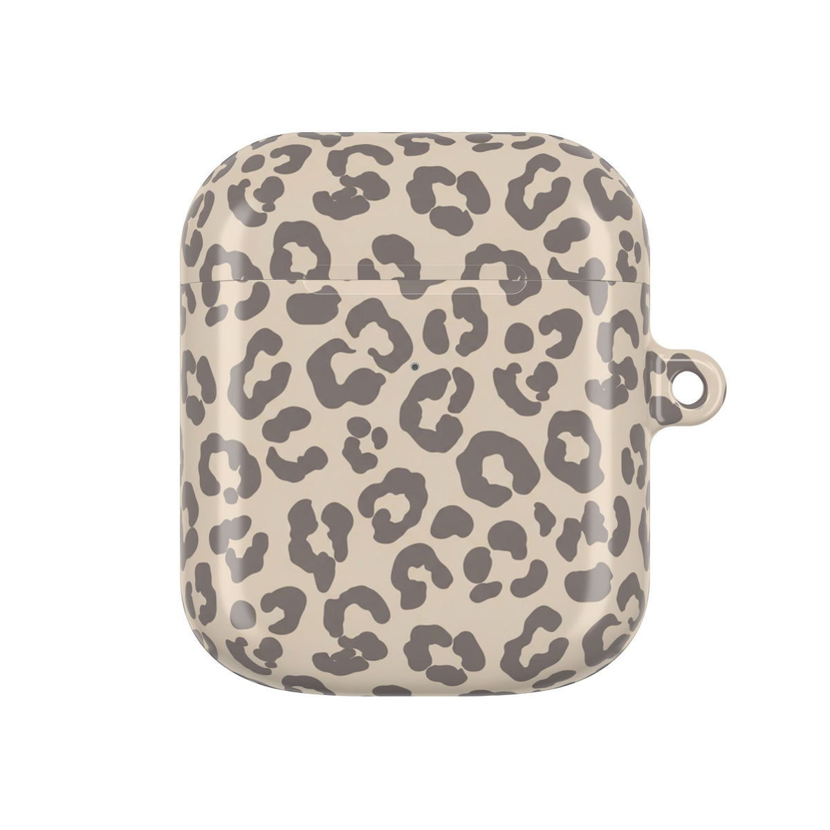 Beige leopard print AirPod case, back view
