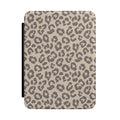 Beige leopard print Kindle case, taupe rosettes on soft beige