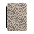 Beige leopard print Kindle case, taupe rosettes on soft beige