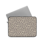 Beige leopard print laptop sleeve, alternate view