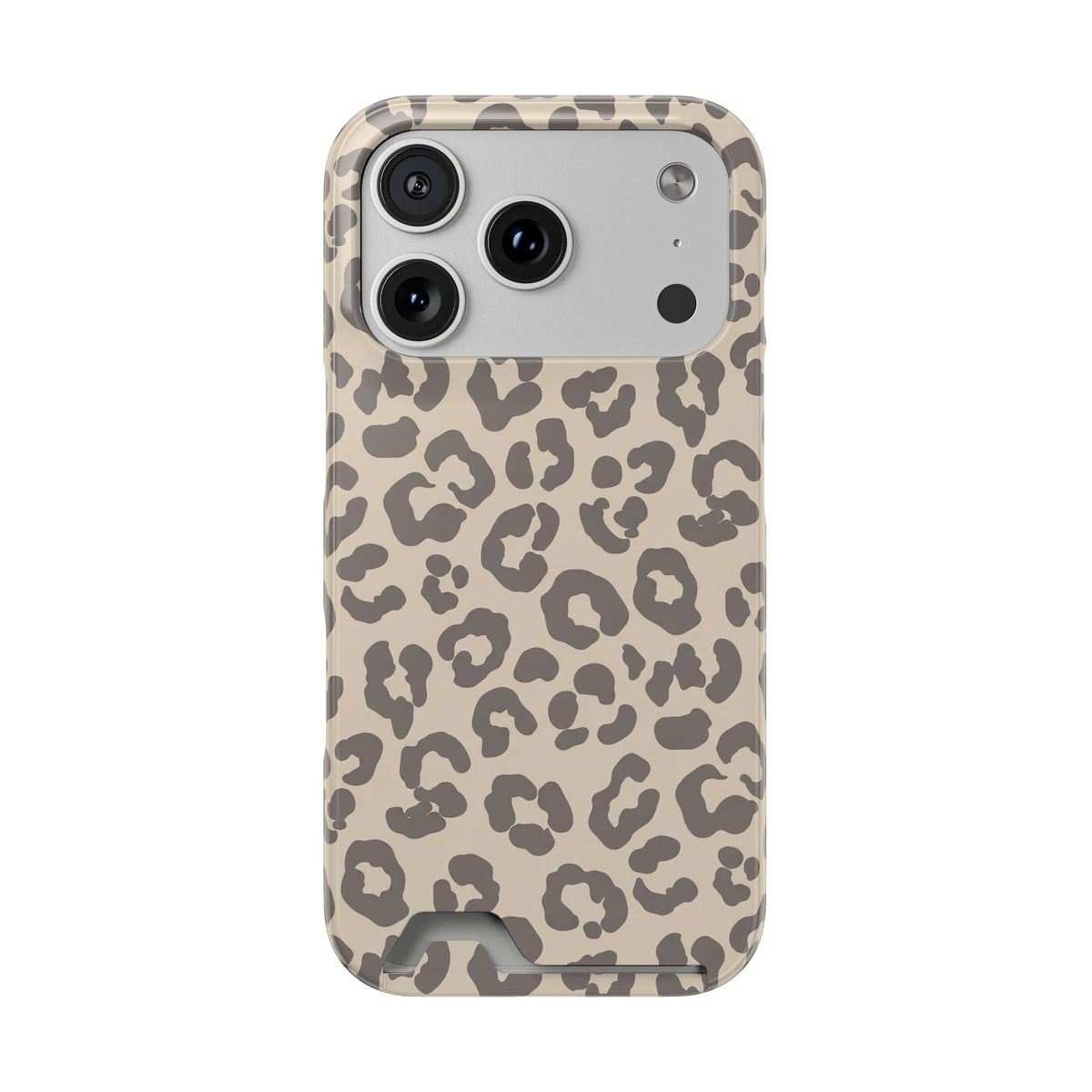 Beige leopard print phone case with a card slot