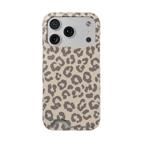 Beige leopard print phone case with a card slot