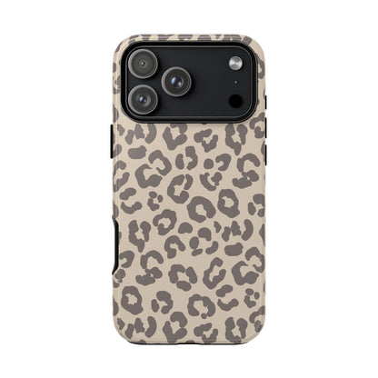Beige leopard print tough phone case