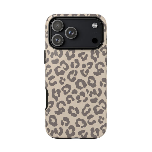 Beige leopard print tough phone case