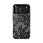 Black lace print MagSafe phone case, back view