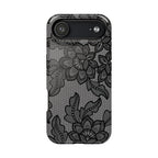 Black floral lace print MagSafe iPhone case