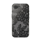 Black lace print MagSafe phone case detail