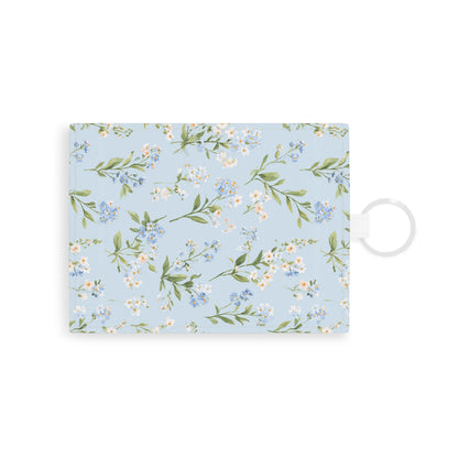 Blue meadow floral card holder wallet with keyring