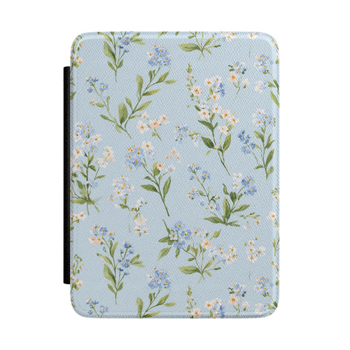 Blue meadow floral Kindle case with daisies on light blue