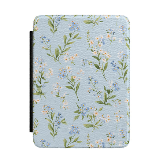 Blue meadow floral Kindle case with daisies on light blue