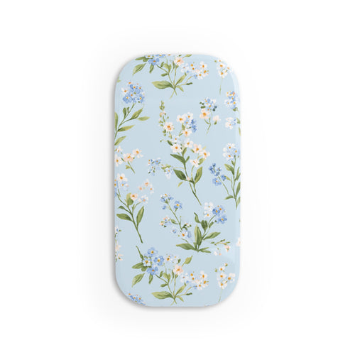 Blue meadow floral phone grip on the back of a phone