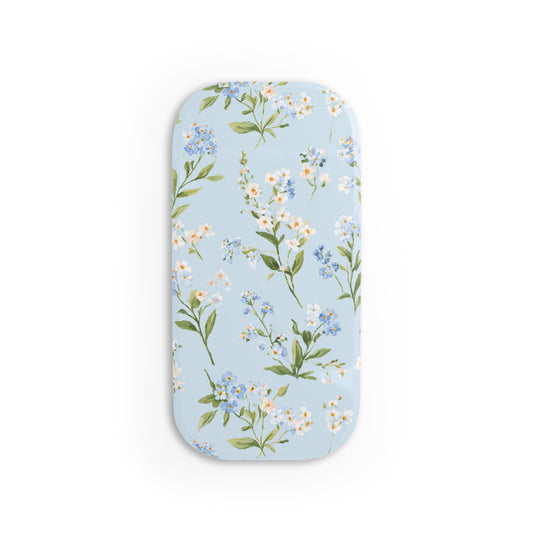 Blue meadow floral phone grip on the back of a phone