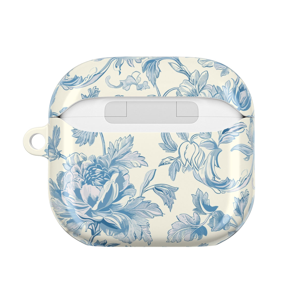 Blue toile AirPod case in glossy finish
