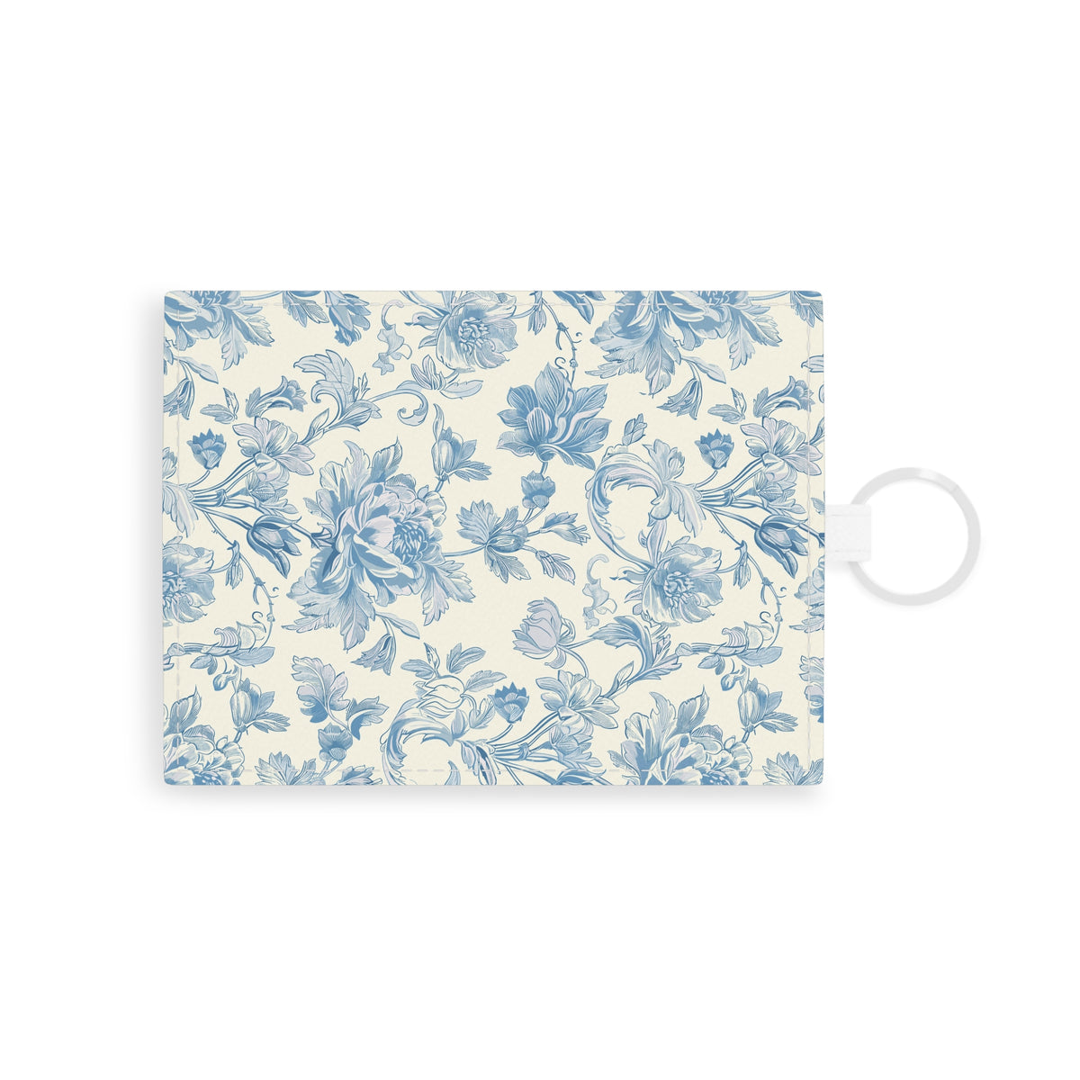 Blue toile card holder wallet in blue and cream