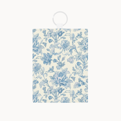 Blue toile floral pattern on a card holder wallet