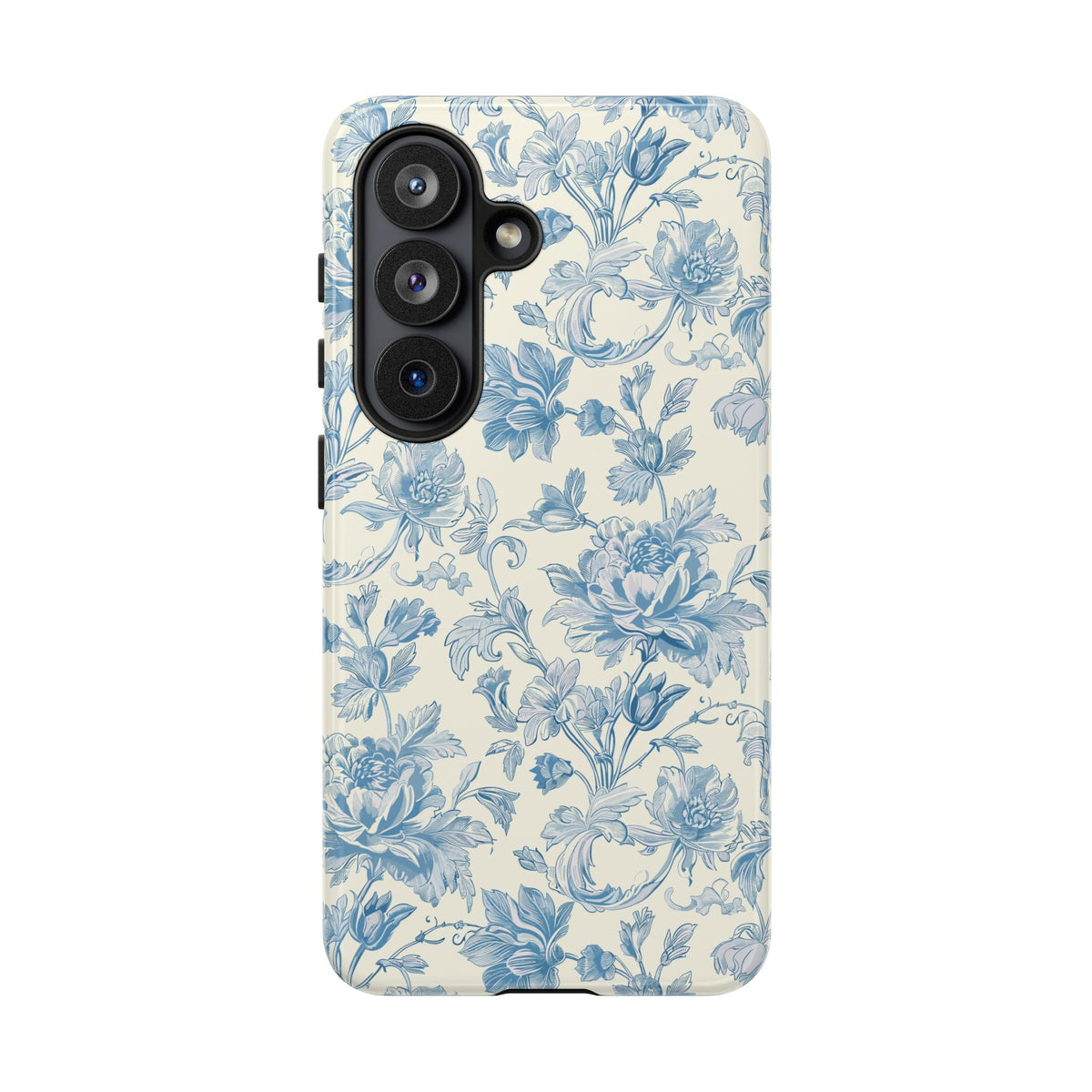 Blue toile tough phone case with dual-layer shell