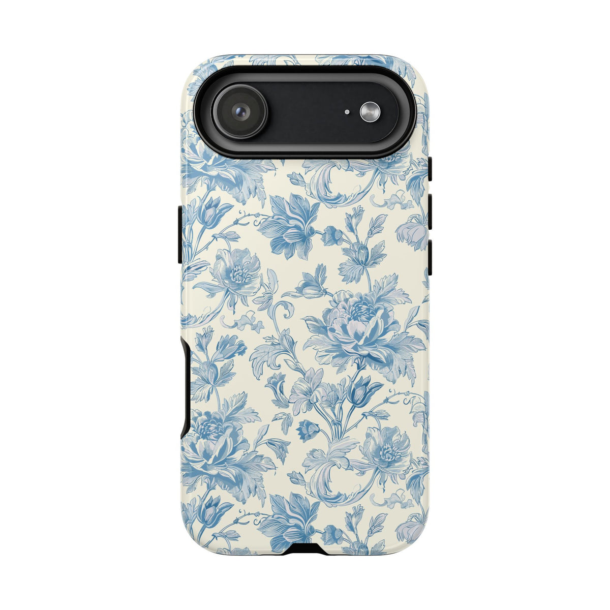 Blue toile tough phone case in glossy finish