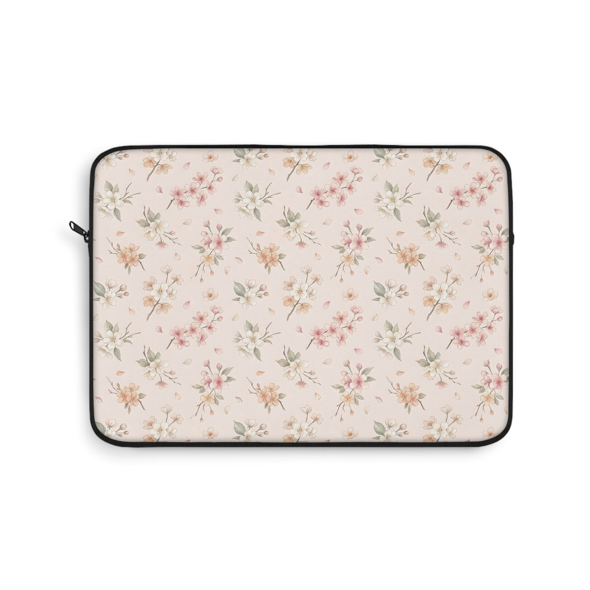 Blush floral laptop sleeve with a watercolour blossom print