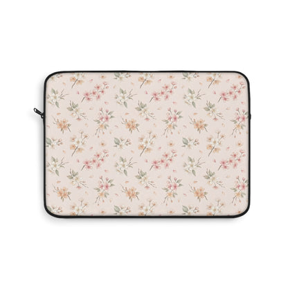 Blush floral laptop sleeve with a watercolour blossom print