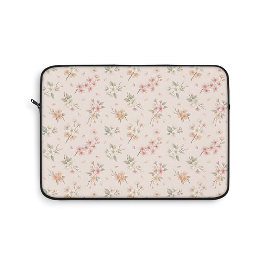 Blush floral laptop sleeve with a watercolour blossom print
