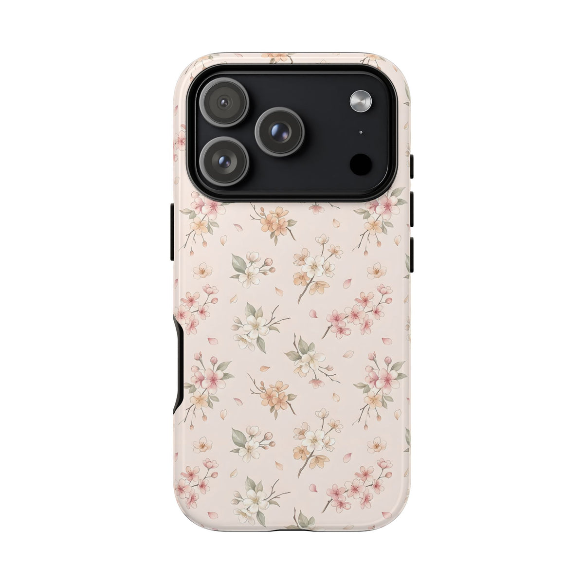 Blush floral tough phone case with a watercolour blossom print
