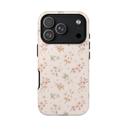 Blush floral tough phone case with a watercolour blossom print