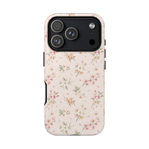 Blush floral tough phone case with a watercolour blossom print